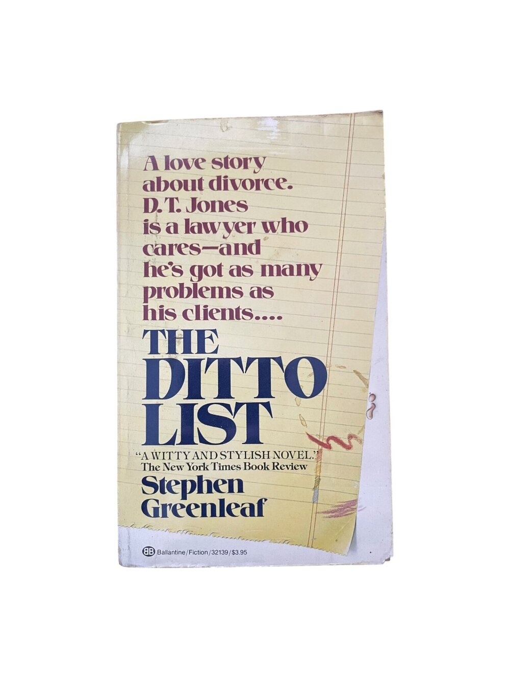 The Ditto List by Stephen Greenleaf 1986 Ballantine Books Paperback Novel